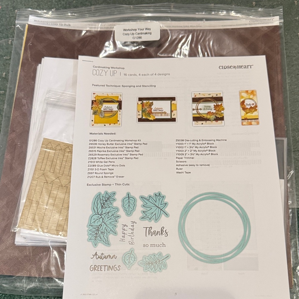 Close To My Heart Cozy Up Cardmaking Kit - Brown and Teal